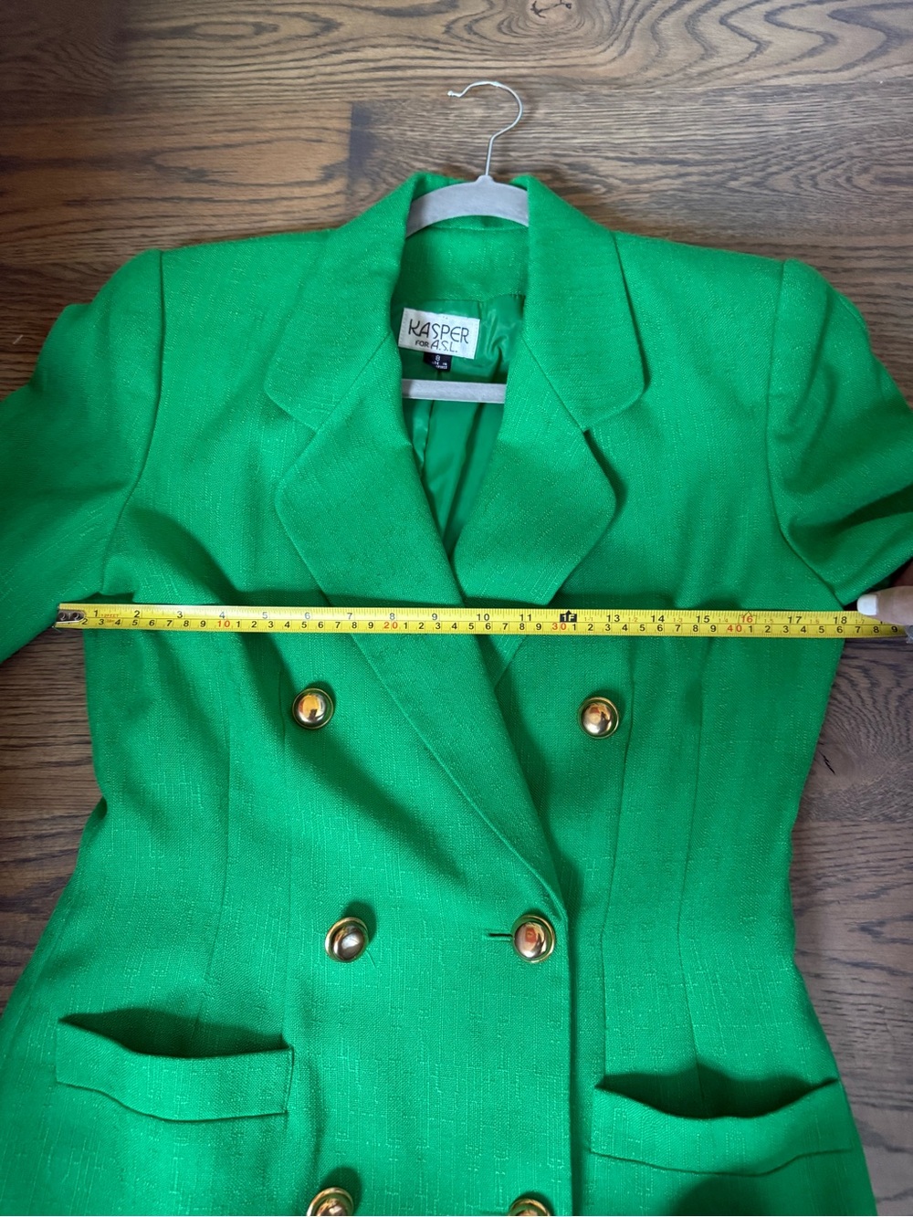 Kasper Emerald Green Double-Breasted Short Sleeve Blazer Dress size 8. Like new. - Picture 8 of 10